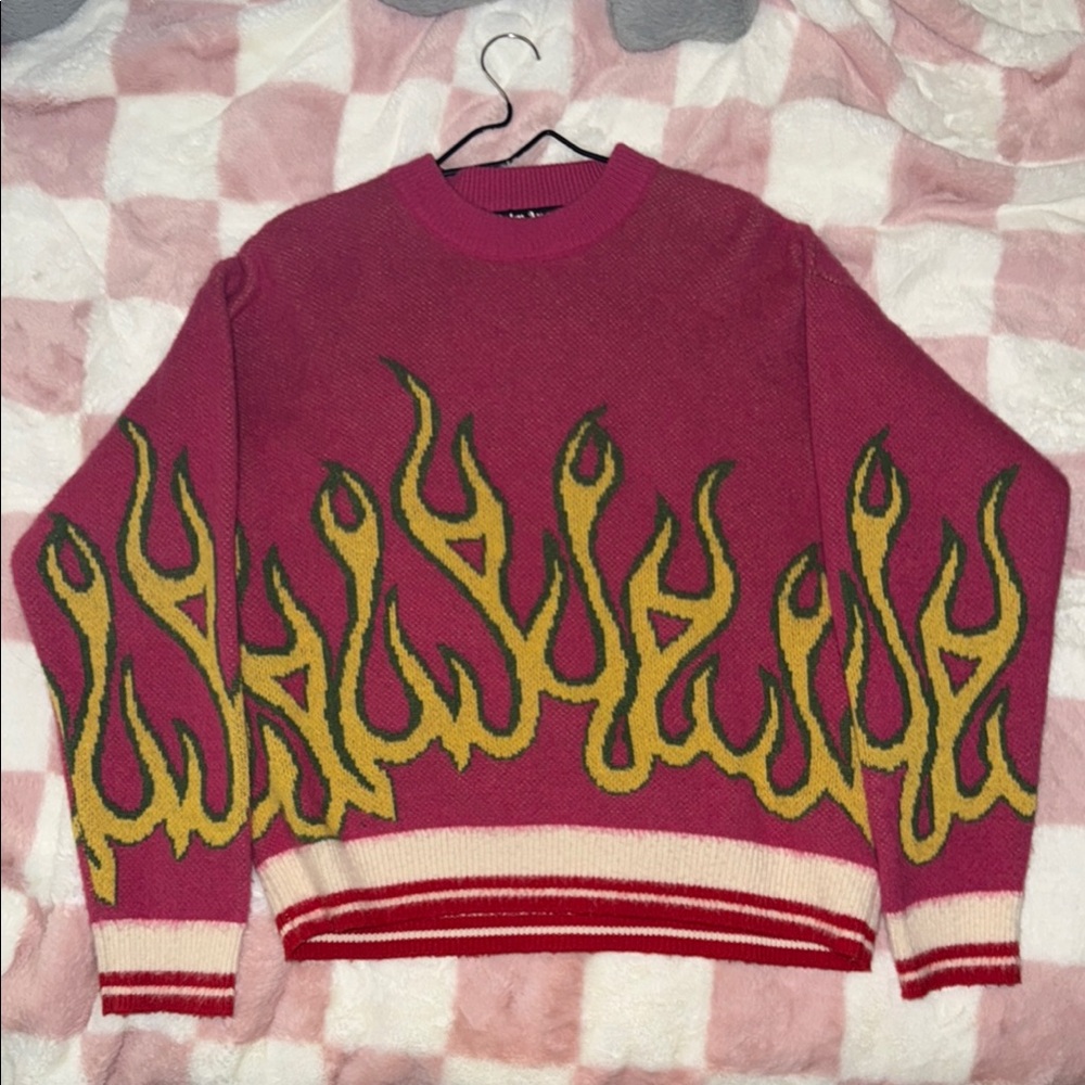 Palm Angels Burning Wool Knit Sweater